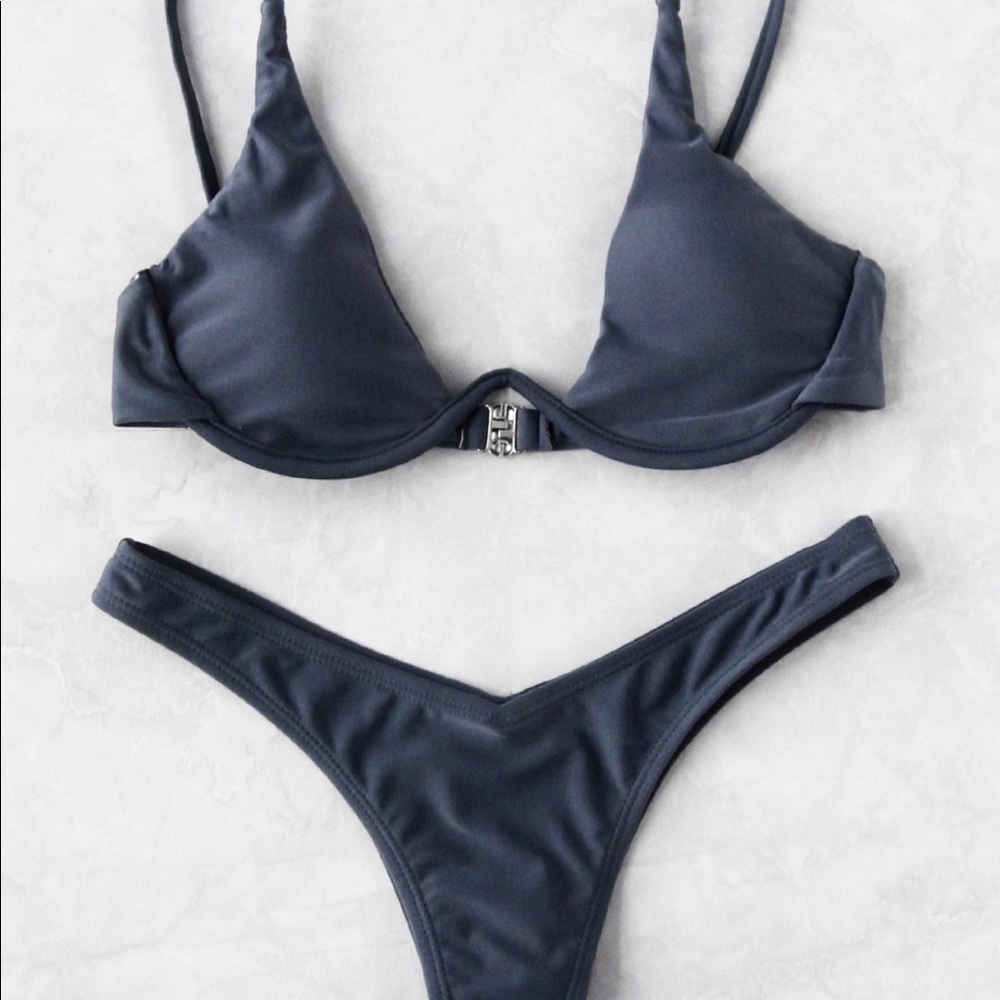 Grey 2 piece bathing suit